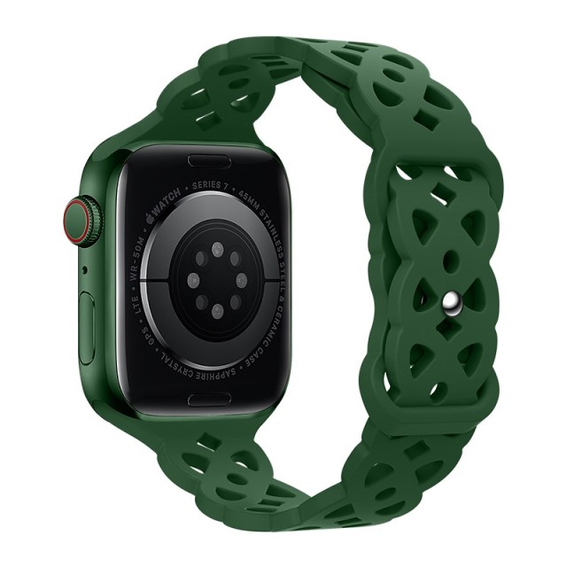 Watchband Hoco WA09 Flexible Rhombus Hollow 38/40/41mm για Apple Watch 1/2/3/4/5/6/7/8/SE Dark Green Silicon Band