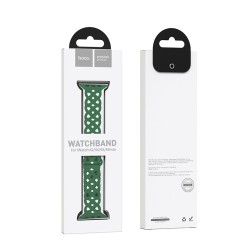 Watchband Hoco WA09 Flexible Rhombus Hollow 42/44/45/49mm για Apple Watch 1/2/3/4/5/6/7/8/SE/Ultra Dark Green Silicon Band