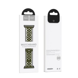 Watchband Hoco WA09 Flexible Rhombus Hollow 42/44/45/49mm για Apple Watch 1/2/3/4/5/6/7/8/SE/Ultra Olive Green Silicon Band