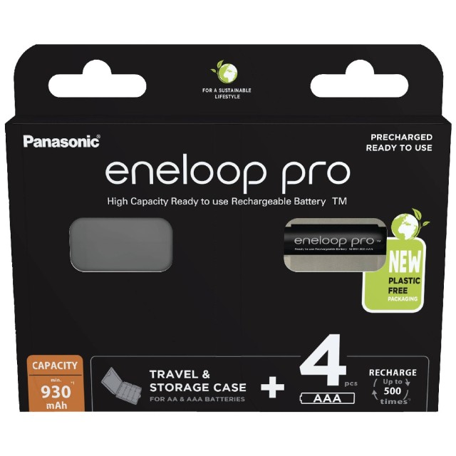 Μπαταρία Επαναφορτιζόμενη Panasonic Eneloop Pro Eco Pack BK-4HCDEC4BE 930 mAh size AAA Ni-MH 1.2V Τεμ. 4 με κουτί αποθήκευσης