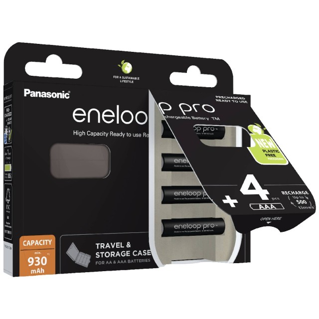 Μπαταρία Επαναφορτιζόμενη Panasonic Eneloop Pro Eco Pack BK-4HCDEC4BE 930 mAh size AAA Ni-MH 1.2V Τεμ. 4 με κουτί αποθήκευσης