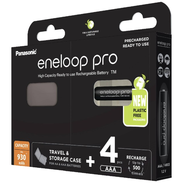 Μπαταρία Επαναφορτιζόμενη Panasonic Eneloop Pro Eco Pack BK-4HCDEC4BE 930 mAh size AAA Ni-MH 1.2V Τεμ. 4 με κουτί αποθήκευσης