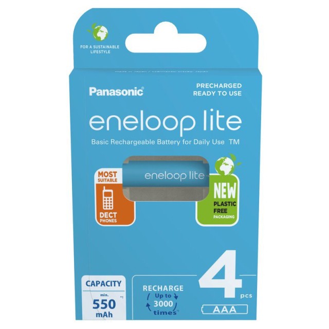 Μπαταρία Επαναφορτιζόμενη PanasonicEneloop Lite NEW BK-4LCCE/4BE 550 mAh size AAA Ni-MH 1.2V Τεμ. 4 New Package