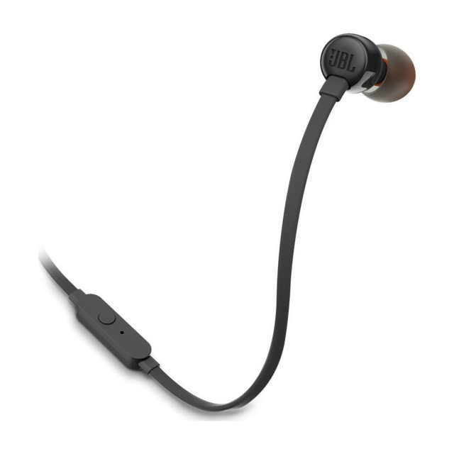 Hands Free JBL Tune 110 In-ear 3.5mm Pure Bass Sound 9mm με Μικρόφωνο και Πλακέ Καλώδιο JBLT110BK Μαύρο