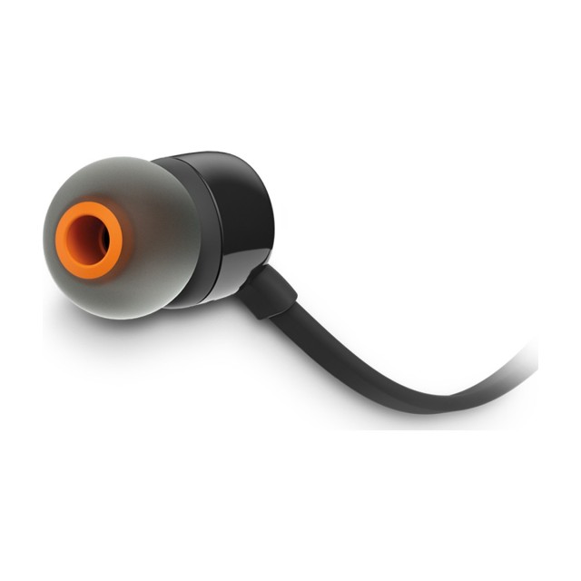 Hands Free JBL Tune 110 In-ear 3.5mm Pure Bass Sound 9mm με Μικρόφωνο και Πλακέ Καλώδιο JBLT110BK Μαύρο