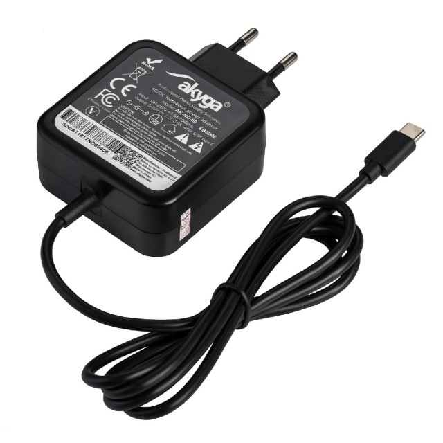 Τροφοδοτικό Notebook Akyga AK-ND-60 5-20V / 2.25-3A 45W USB-C Power Delivery 1.2m