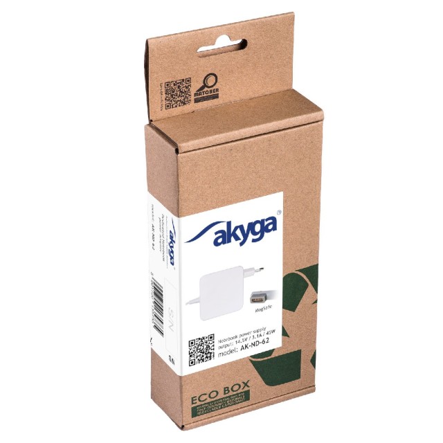 Τροφοδοτικό Notebook Akyga AK-ND-62 14.5V / 3.10A 45W MagSafe Apple 1.8m