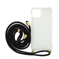 Θήκη Ancus Crossbody για Apple iPhone 14 Διάφανη με Κορδόνι Μαύρο