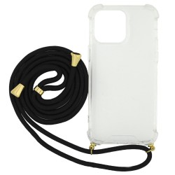 Θήκη Ancus Crossbody για Apple iPhone 14 Pro Max Διάφανη με Κορδόνι Μαύρο