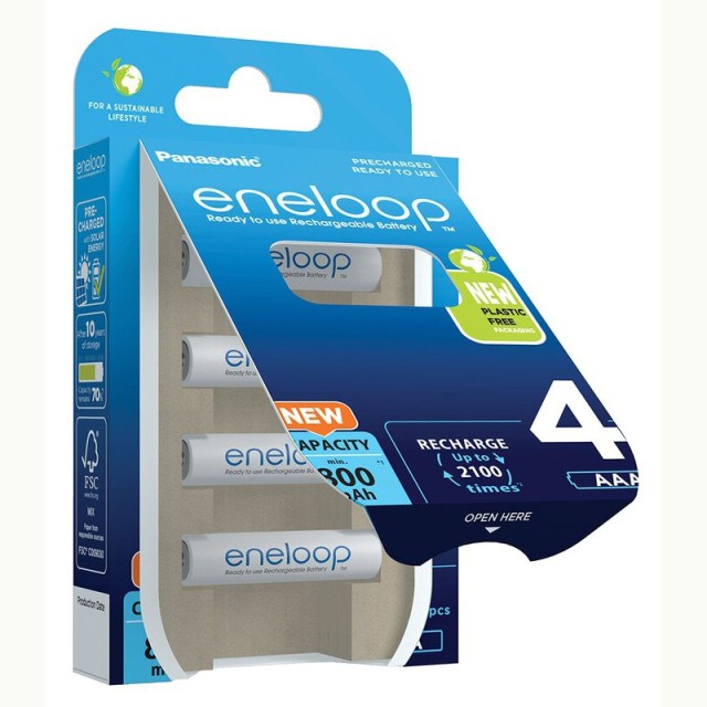 Μπαταρία Επαναφορτιζόμενη Panasonic R03 Eneloop BK-4MCDE/4BE 800mAh size AAA Ni-MH 1.2V Τεμ. 4