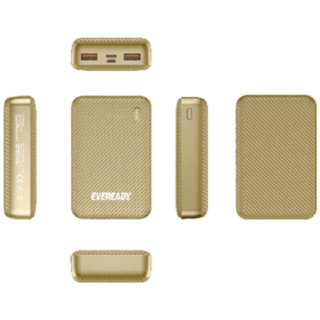 Power Bank Energizer Eveready Mini 10000mAh 2.1A με 2x USB 2.0 και LED Ένδειξη Μπαταρίας Χρυσαφί