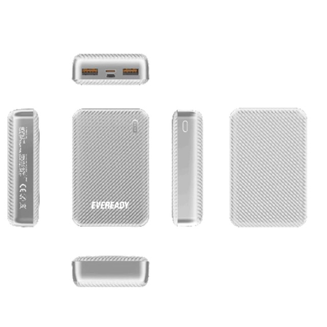 Power Bank Energizer Eveready Mini 10000mAh 2.1A με 2x USB 2.0 και LED Ένδειξη Μπαταρίας Ασημί