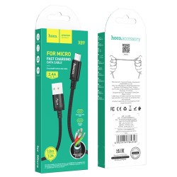 Καλώδιο σύνδεσης Hoco X89 Wind USB σε Micro USB 2.4A 1m Μαύρο Braided