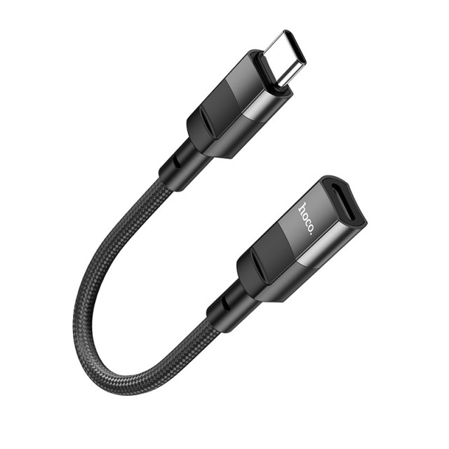 Αντάπτορας  Hoco U107 USB-C Αρσενικό σε Lightning Θηλυκό 2A OTG 10cm Μαύρο Braided