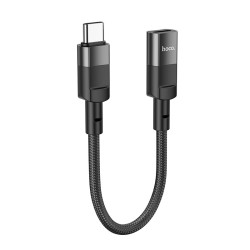 Αντάπτορας  Hoco U107 USB-C Αρσενικό σε Lightning Θηλυκό 2A OTG 10cm Μαύρο Braided