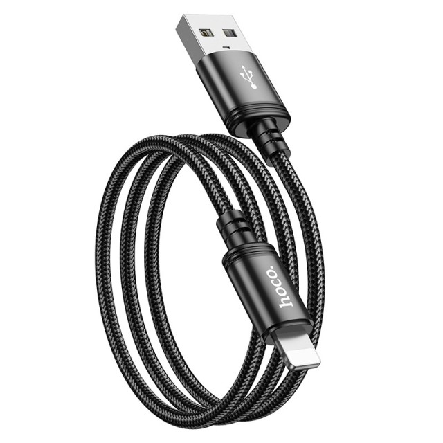 Καλώδιο Hoco X89 Wind USB σε Lightning 2.4A Braided Μαύρο 1m