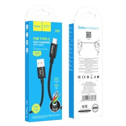 Καλώδιο Hoco X89 Wind USB σε USB-C 3A Braided Μαύρο 1m