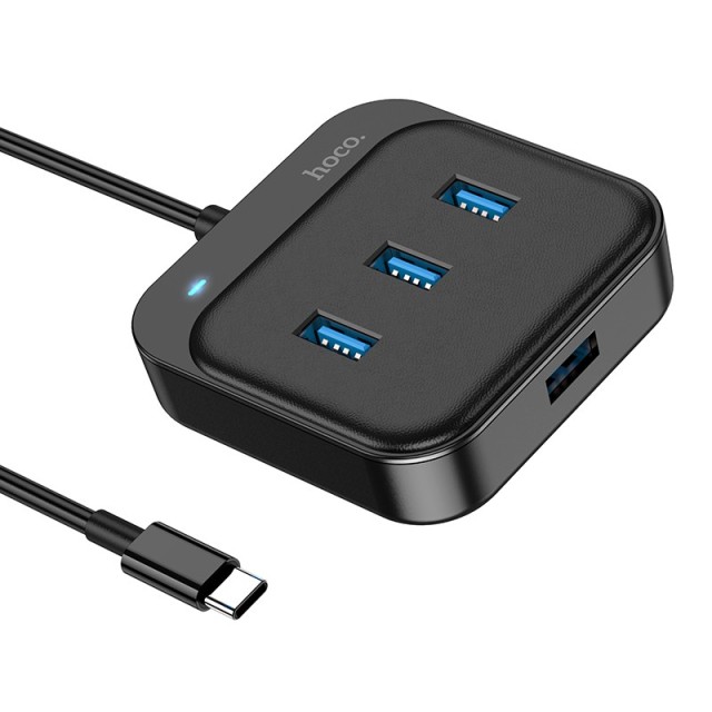 Hub USB-C Hoco HB31 Easy 4-in-1 με 4 χ USB3.0 Μαύρο 20cm