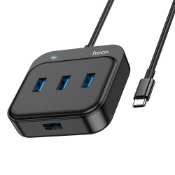 Hub USB-C Hoco HB31 Easy 4-in-1 με 4 χ USB3.0 Μαύρο 20cm