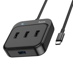 Hub USB-C Hoco HB31 Easy 4-in-1 με 1 x USB3.0 και 3 x USB2.0 Μαύρο 20cm