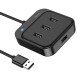 Hub USB Hoco HB31 Easy 4-in-1 με 4 x USB2.0 1.2m Μαύρο