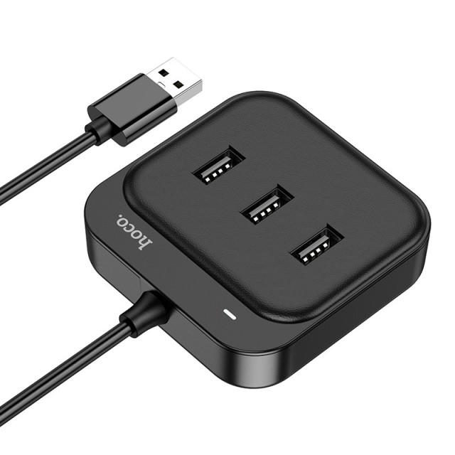 Hub USB Hoco HB31 Easy 4-in-1 με 4 x USB2.0 1.2m Μαύρο