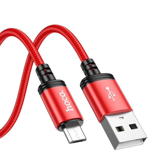 Καλώδιο σύνδεσης Hoco X89 Wind USB σε Micro USB 2.4A 1m Κόκκινο Braided