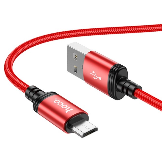 Καλώδιο σύνδεσης Hoco X89 Wind USB σε Micro USB 2.4A 1m Κόκκινο Braided