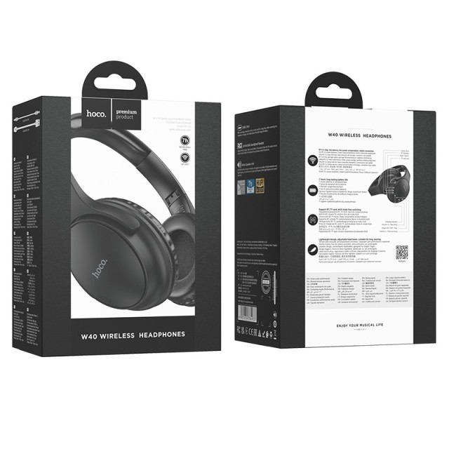 Wireless Ακουστικά Stereo Hoco W40 Mighty V5.3 200mAh με υποδοχή Micro SD, AUX Μαύρα Wireless Ακουστικά Stereo Hoco W40 Mighty V5.3 200mAh με υποδοχή Micro SD, AUX Μαύρα