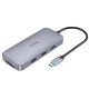 Hub USB-C Hoco HB33 Easy 10-in-1 με HDMI 4K USB-C PD100W USB3.0 2xUSB SD Micro-SD RJ45 VGA and 3.5mm Γκρι 18cm