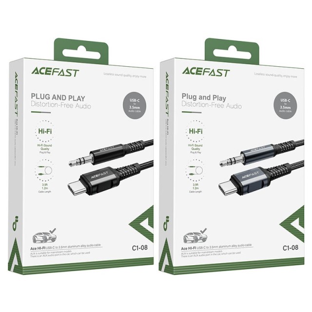 Καλώδιο σύνδεσης Acefast C1-08 USB-C σε 3.5mm Αρσενικό Braided 1.2 Γκρι