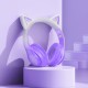 Wireless Ακουστικά Stereo Hoco W42 Cat Ears 400mAh Micro SD και AUX Purple Grape