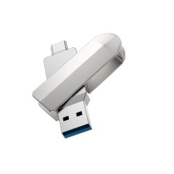 Flash Drive Hoco UD10 2 in 1 64GB USB-A 3.0 και USB-C Συμβατό με Windows Mac Linux και Android Ασημί