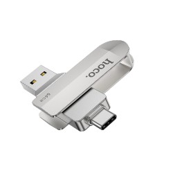 Flash Drive Hoco UD10 2 in 1 64GB USB-A 3.0 και USB-C Συμβατό με Windows Mac Linux και Android Ασημί