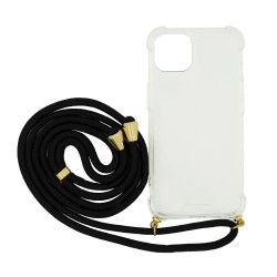 Θήκη Ancus Crossbody για Apple iPhone 13 Διάφανη με Κορδόνι Μαύρο