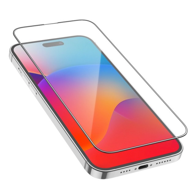 Tempered Glass Hoco G5 0.33mm Full Silk Screen HD 2.5D για Apple iPhone 15 Pro Μαύρο Σετ 10τεμ.