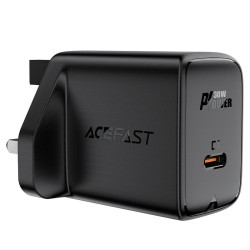 Φορτιστής Ταξιδίου Acefast A24 Fast Charging USB-C PD30W GaN Μαύρος με UK Plug