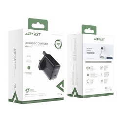 Φορτιστής Ταξιδίου Acefast A4 Fast Charging USB-C PD20W Μαύρος με UK Plug