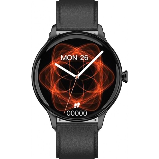 Smartwatch Maxcom FW48 Vanad Satin IP67 200mAh με 1.32” AMOLED Ecoleather Band Μαύρο