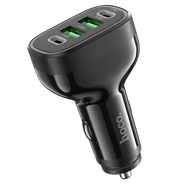 Φορτιστής Αυτοκινήτου Hoco NZ11 Guide 2 x USB-C 36W και 2 x USB 18W Μαύρο