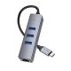 Αντάπτορας Hoco HB34 3 x USB-C σε USB 3.0 και RJ45  με Λειτουργία Μεταφοράς Δεδομένων 1000Mbps Γκρι