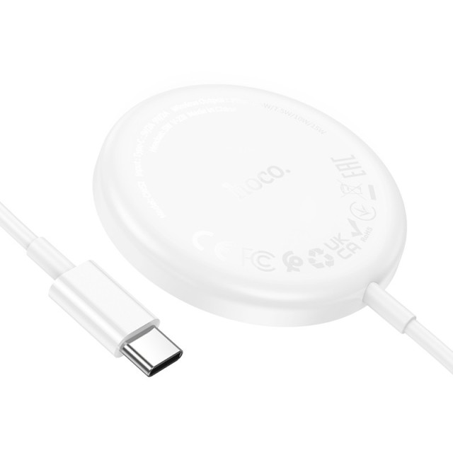 Ασύρματος Φορτιστής Hoco CW52 Enjoy Magnetic Magsafe 15W με καλώδιο USB-C 1m Λευκός