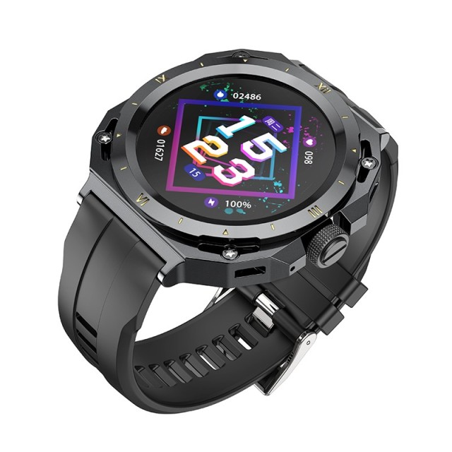 Smartwatch Hoco Y14 IP67 IPS Οθόνη 1.32" 200mAh V5.0 με Δυνατότητα Κλήσεων και 2 Λουράκια Μαύρο/Άσπρο