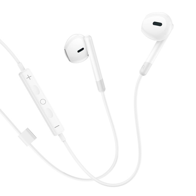 Hands Free Hoco M109 Earphones Stereo USB-C Συμβατά με Όλες τις Συσκευές USB-C Λευκό 1.2m