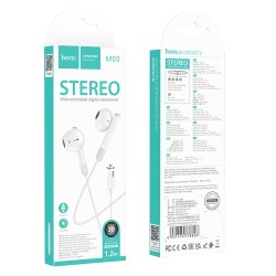 Hands Free Hoco M93 Earphones Stereo USB-C Συμβατά με Όλες τις Συσκευές USB-C Άσπρο 1.2μ