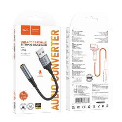 Αντάπτορας / Εξωτερική Κάρτα Ήχου Hoco LS36 Fresh USB to 3.5mm Hi-Fi Συμβατός με όλες τις Συσκευές Braided 12cm