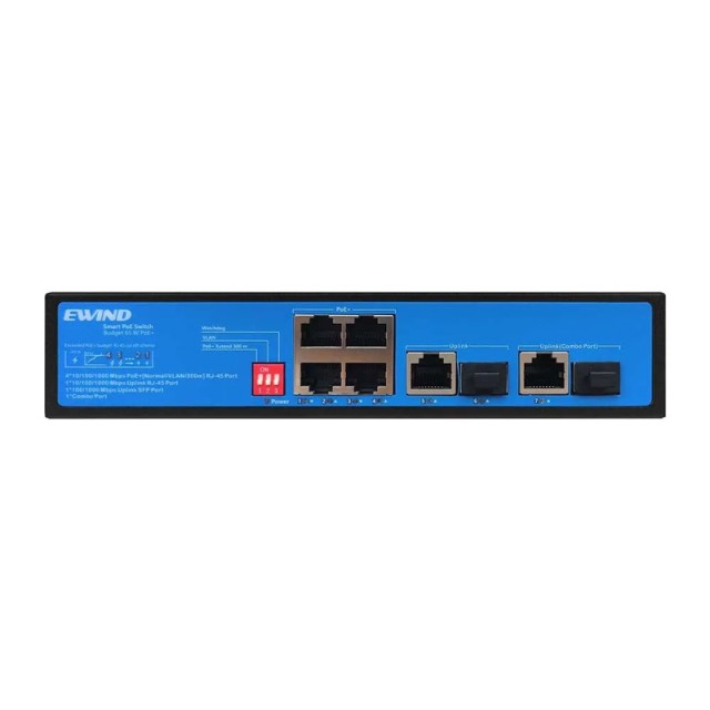 Ethernet Switch Ewind EW-S1907CG-AP 4x10/100/1000Mbps  + 1x1000Mbps  RJ45 Port+1x1000Mbps  SFP Port+ 1xCombo Port Gigabit PoE Switch