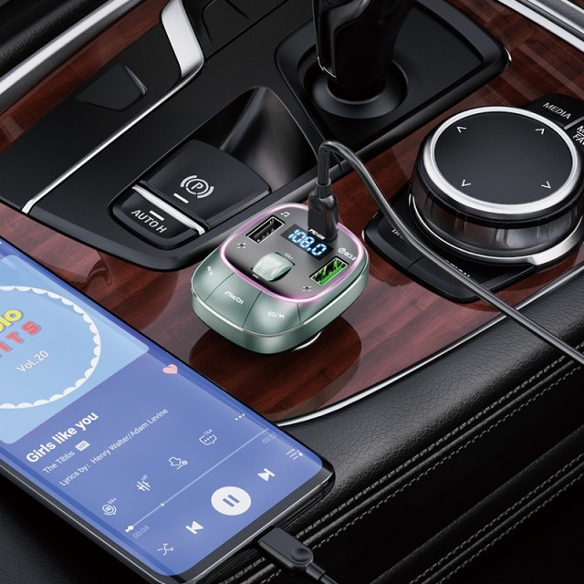 Bluetooth FM Transmitter Hoco E76 Pole USB-C PD45W+USB 18W QC3.0+USB 32W Playback v5.0 LED Ένδειξη Star Space