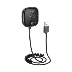 Bluetooth FM Transmitter Hoco E65 Unity MicroSD 32W+3.5mm Jack Playback v5.0 LED Ένδειξη με Ενσωματωμένο Μικρόφωνο Μαύρο 1.1m