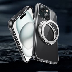 Θήκη Hoco Stand Magnetic Case 2 in 1 Mag-Charge 360° Rotating Ring για Apple iPhone 15 Διάφανη